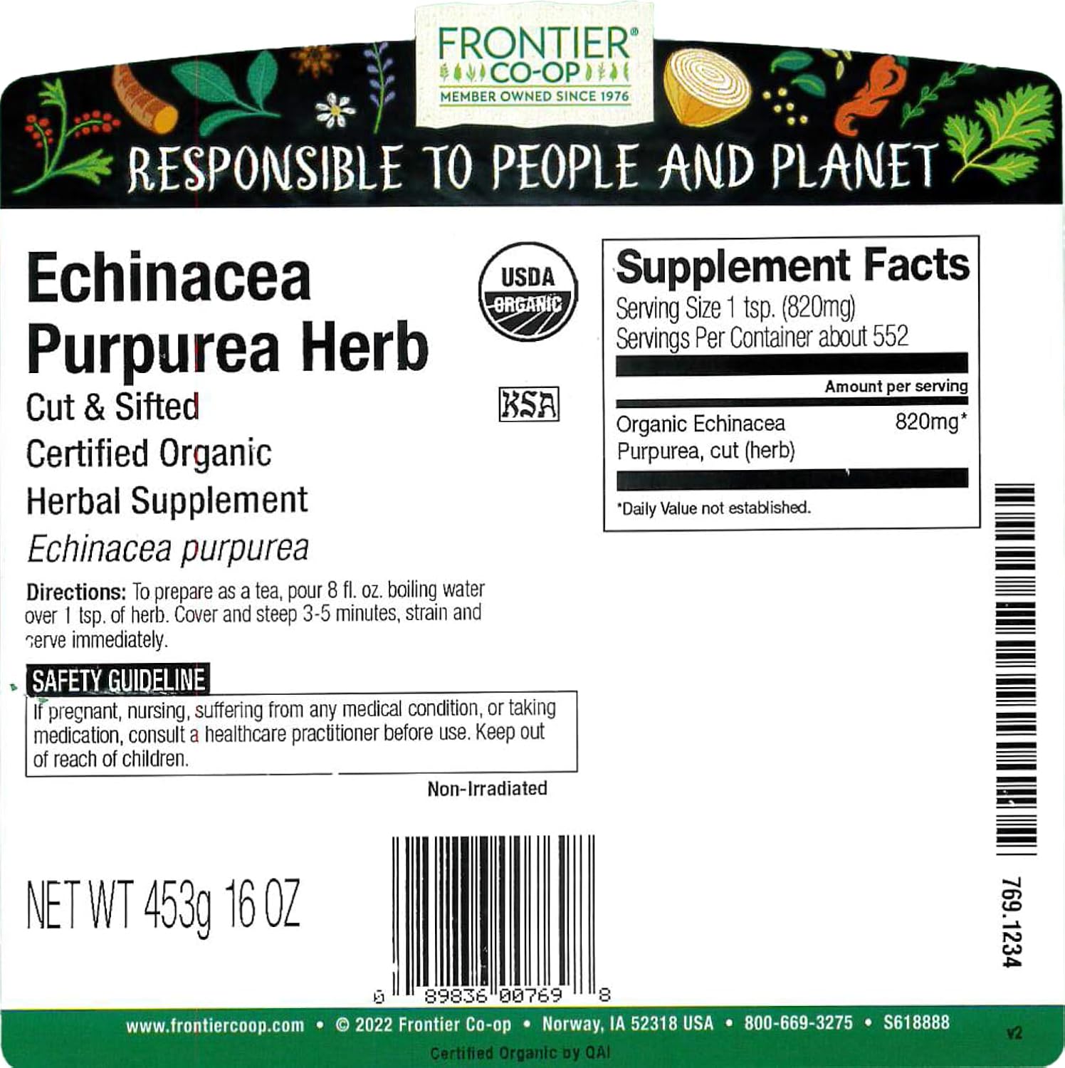 Frontier Co-op Organic Echinacea Purpurea Herb, Cut and Sifted, Kosher | 16 Ounce (Pack of 1) - Image 2